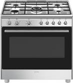 Smeg CX91GMXNLK gas fornuis - 90 cm. - rvs, Verzenden, 60 cm of meer, Nieuw, Energieklasse A of zuiniger