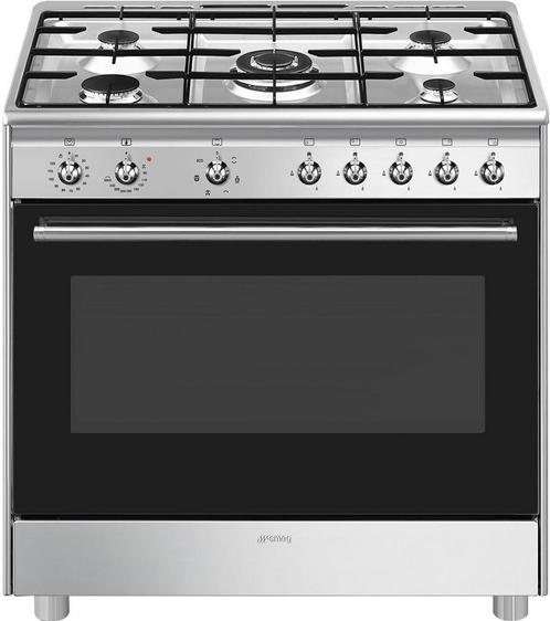 Smeg CX91GMXNLK gas fornuis - 90 cm. - rvs, Witgoed en Apparatuur, Fornuizen, 60 cm of meer, Vrijstaand, 5 kookzones of meer, Energieklasse A of zuiniger