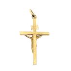 Gouden hanger van een kruis met corpus; INRI, Ophalen of Verzenden, Gebruikt, Goud, Overige merken