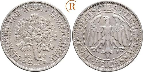 5 Reichsmark Eichbaum 1929 F Weimarer Republik:, Postzegels en Munten, Munten | Europa | Niet-Euromunten, Verzenden