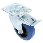 Zwenkwiel met rem en bevestigingsplaat verzinkt met blauwe, Doe-het-zelf en Verbouw, Zwenkwielen, Verzenden, Nieuw