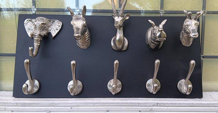 Kapstok - wandhaken big five beelden met 5 haken 51 cm breed, Antiek en Kunst, Kunst | Designobjecten