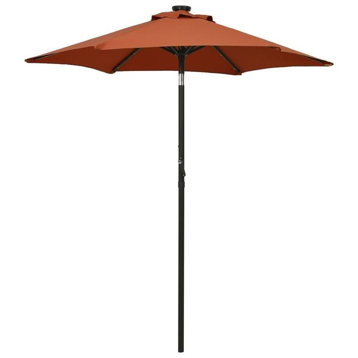 vidaXL Parasol met LED-verlichting 200x211 cm aluminium, Tuin en Terras, Parasols, Nieuw, 2 tot 3 meter, Verzenden