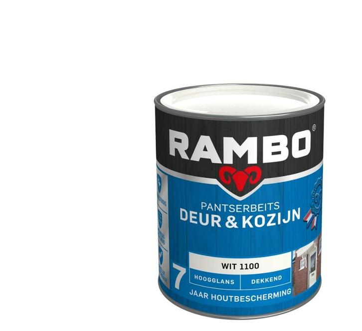 Rambo Pantserbeits Deur & Kozijn Dekkend Wit 0.75L, Doe-het-zelf en Verbouw, Verf, Beits en Lak, Beits, Wit, Nieuw, Minder dan 5 liter