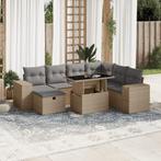 vidaXL 8-delige Loungeset met kussens poly rattan beige, Verzenden, Nieuw, Rotan, Loungeset
