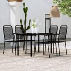 vidaXL 5-delige Tuinset zwart, Tuin en Terras, 4 zitplaatsen, Verzenden, Nieuw, Rvs
