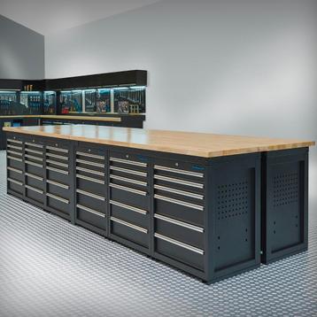 Datona Werkbank PRO - eiken werkblad - 72 lades - 400 cm - beschikbaar voor biedingen