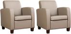 Bruine leren landelijke stoels - poot hout bruin - Toledo L, Huis en Inrichting, Fauteuils, Nieuw, Ophalen of Verzenden, Landelijk