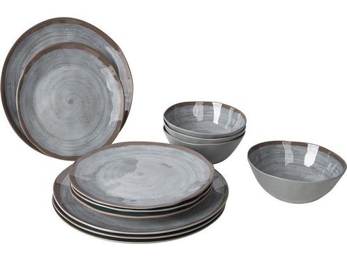 Bo-Camp - Servies - Halo - 12 Stuks - Grijs, Huis en Inrichting, Woonaccessoires | Overige, Zo goed als nieuw, Verzenden