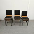 Houten stapelstoel stalen frame - zwarte stof (alleen per se, Huis en Inrichting, Stoelen, Ophalen of Verzenden, Nieuw