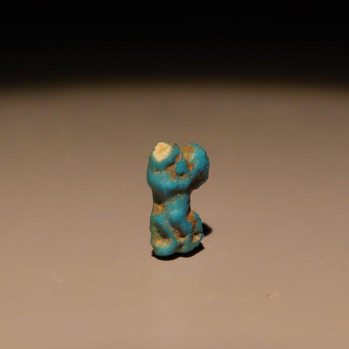 Oud-Egyptisch Faience God Bes kettingkraal. Nieuwe, Verzamelen, Mineralen en Fossielen