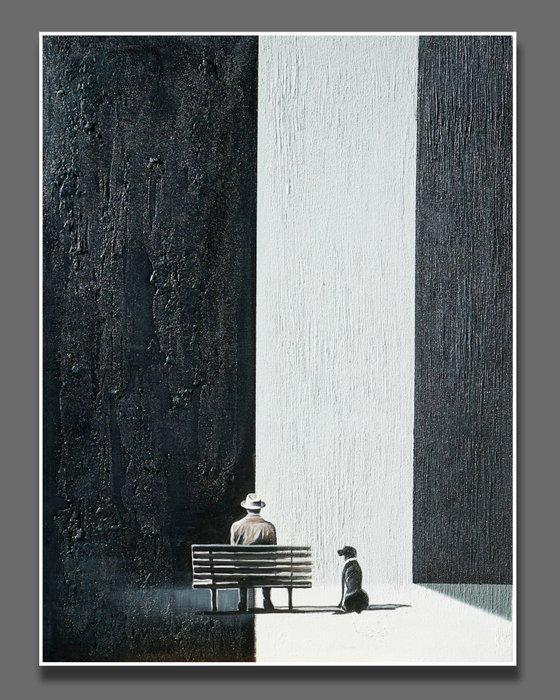 Clelia - Silhouettes in Pause, Antiek en Kunst, Kunst | Schilderijen | Modern