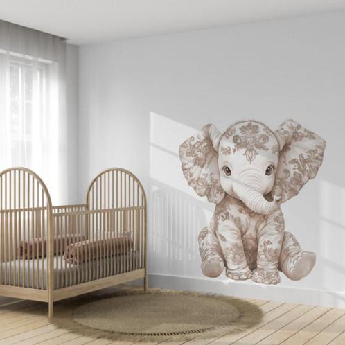 Muursticker Floral – Schattig zittend olifantje voor de k., Kinderen en Baby's, Kinderkamer | Inrichting en Decoratie, Nieuw, Ophalen of Verzenden
