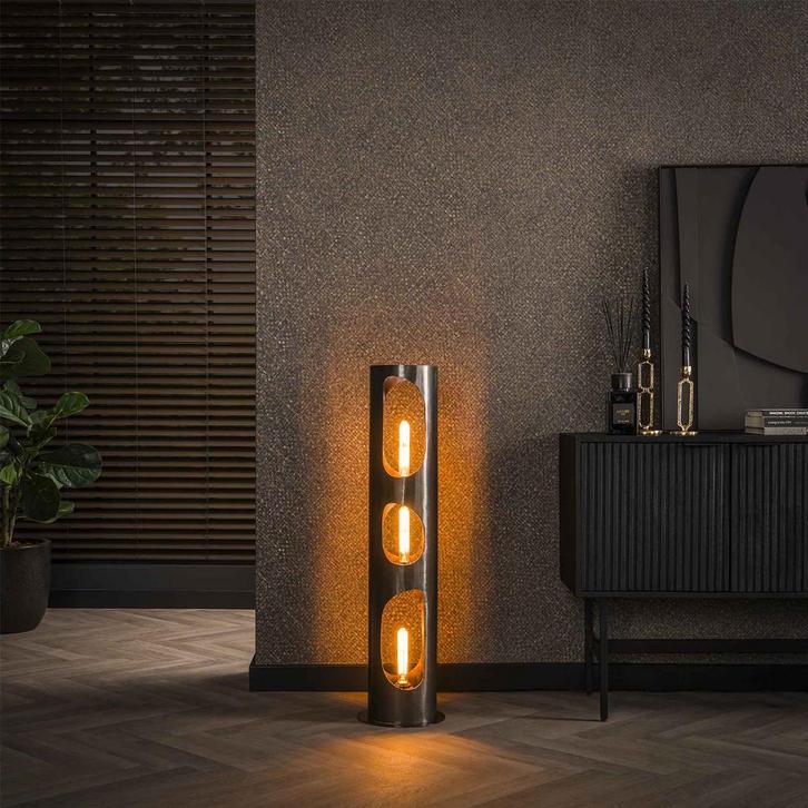 *WOONWINKEL* Vloerlamp Metaal Zwart Nikkel L, Huis en Inrichting, Lampen | Vloerlampen, Nieuw, Verzenden