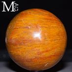 Boven - Rode Jaspis Bol met Geodes en Agaat - Hoogte: 95 mm, Verzamelen, Mineralen en Fossielen