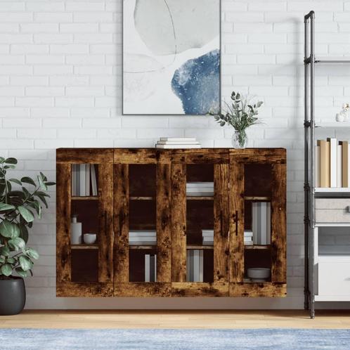 vidaXL Hangkasten 2 st bewerkt hout gerookt eikenkleurig, Huis en Inrichting, Kasten | Buffetkasten, Nieuw, Overige houtsoorten