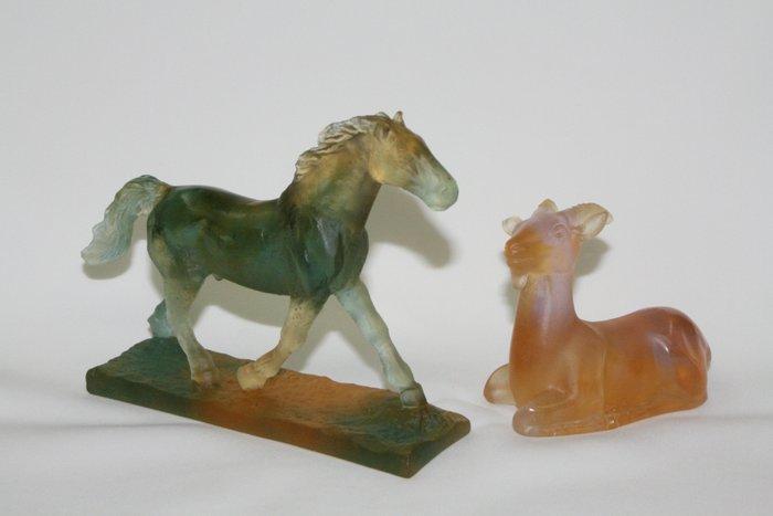 Daum - Beeldje - Horse and Goat (2) - Kristal, Antiek en Kunst, Antiek | Glas en Kristal