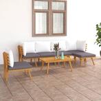 vidaXL 7-delige Loungeset met kussens massief acaciahout, Verzenden, Nieuw, Hardhout, Loungeset