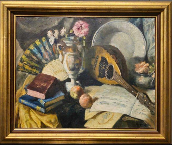 Spaanse school (XX) - NO RESERVE - Bodegón musical, Antiek en Kunst, Kunst | Schilderijen | Klassiek