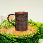 Puur koperen mok gehamerd antique – 400 ml (150 g; zware, Ophalen of Verzenden, Nieuw