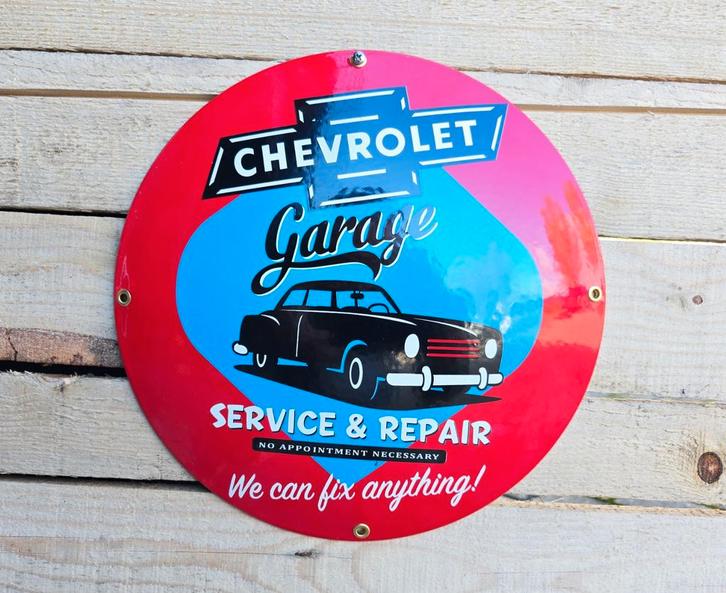 Chevrolet garage emaille bord, Verzamelen, Merken en Reclamevoorwerpen, Verzenden