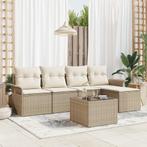 vidaXL 6-delige ligbed set met kussens bruin poly rattan, Tuin en Terras, Verzenden, Nieuw, Rotan