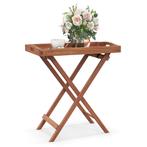 LIVSK Opvouwbare Bijzettafel - Acaciahout - Afneembaar Theeb, Verzenden, Nieuw