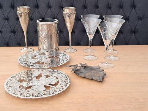 Godinger - Drinkset (11) - Glas, Metaal - Verzilverd, Antiek en Kunst, Curiosa en Brocante