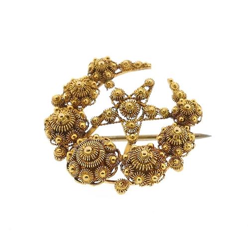 Vintage gouden broche met Zeeuwse knopen, Sieraden, Tassen en Uiterlijk, Broches, Goud, Gebruikt, Goud, Verzenden