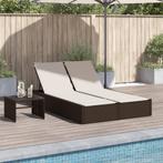 vidaXL Ligbed 2-persoons met kussens poly rattan bruin, Tuin en Terras, Verzenden, Nieuw