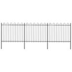 vidaXL Tuinhek met ronde bovenkant 5,1x1,5 m staal zwart, Tuin en Terras, Schuttingen, Verzenden, Nieuw, IJzer, 1 tot 2 meter