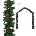 vidaXL Kerstslingers 4 st met kerstballen 270 cm PVC groen, Diversen, Verzenden, Nieuw