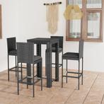 vidaXL 5-delige Tuinbarset met kussens poly rattan grijs, Tuin en Terras, Tuinsets en Loungesets, Verzenden, Nieuw, Rotan, 4 zitplaatsen