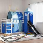 vidaXL Stapelbed met glijbaan en gordijnen blauw 90x190 cm, Huis en Inrichting, Slaapkamer | Bedden, 90 cm, Eenpersoons, Nieuw