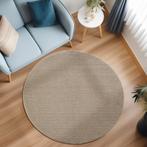 Rond Vloerkleed | Loom | Uni | Beige | 160x160 cm, Verzenden, Nieuw