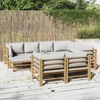 vidaXL 10-delige Loungeset met lichtgrijze kussens bamboe, Verzenden, Nieuw, Hout, Loungeset