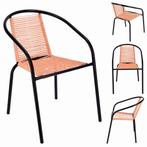 Tuinstoel staal met gevlochten zitting – 72 cm – perzik, Tuin en Terras, Tuinstoelen, Ophalen of Verzenden, Nieuw