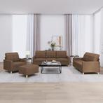 vidaXL 4-delige Loungeset met kussens stof bruin, Huis en Inrichting, Banken | Bankstellen, Verzenden, 150 tot 200 cm, Nieuw, Stof