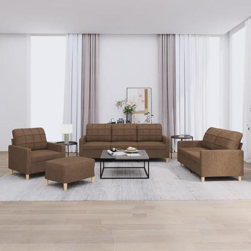 vidaXL 4-delige Loungeset met kussens stof bruin, Huis en Inrichting, Banken | Bankstellen, Nieuw, 150 tot 200 cm, Stof, Vierpersoons of meer