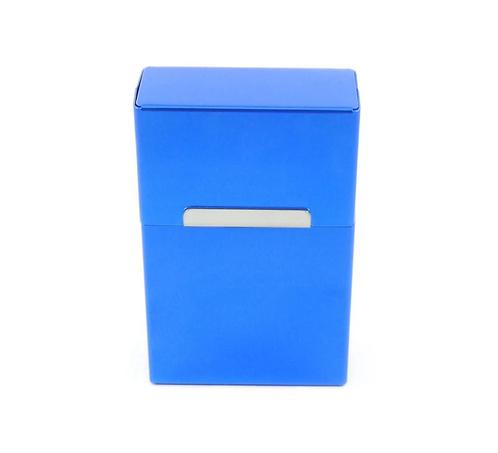 Aluminium sigarettendoosje - Blauw, Verzamelen, Rookartikelen, Aanstekers en Luciferdoosjes, Tabaksdoos of Verpakking, Verzenden