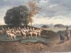 European School XIXe - Paysage de berger, Antiek en Kunst