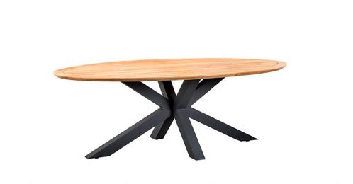 Suns Madre tuintafel met ovaal teak blad 220 x 130 cm SALE |, Tuin en Terras, Tuinsets en Loungesets, Ophalen of Verzenden