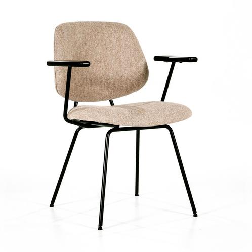 *WOONWINKEL* Eleonora Lynn Beige Eetkamerstoel Met Arm, Huis en Inrichting, Stoelen, Nieuw, Stof, Verzenden