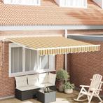 vidaXL Inklapbaar Zonnescherm Geel en grijs en wit 350 x 250, Tuin en Terras, Zonneschermen, Verzenden, Nieuw