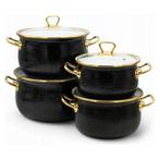 Meyerhoff 8-Delige Emaille Pannenset – Gehard Glazen Deksels, Ophalen of Verzenden, Nieuw