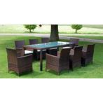 vidaXL 9-delige Tuinset met kussens poly rattan bruin, Tuin en Terras, Verzenden, Nieuw, Rotan, Tuinset