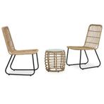 vidaXL 3-delige Bistroset poly rattan eikenkleurig, Tuin en Terras, Tuinsets en Loungesets, Verzenden, Nieuw, Rotan