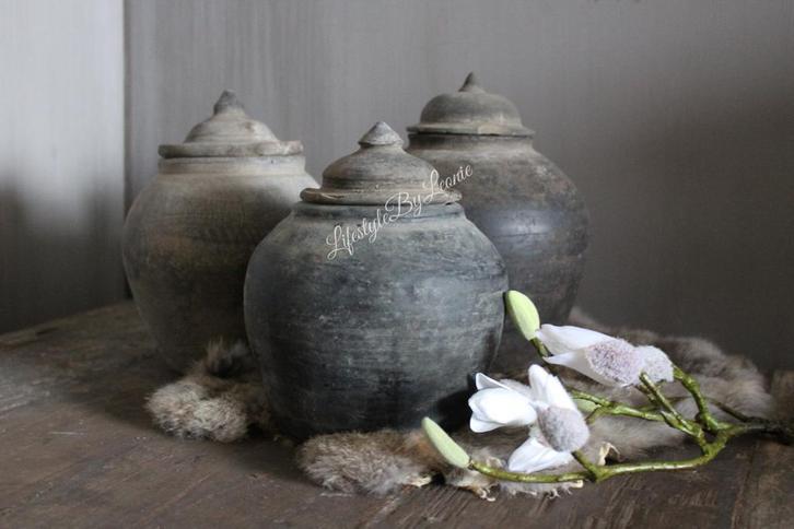 Authentieke Aziatische kruik met deksel 20 x 25 cm, Huis en Inrichting, Woonaccessoires | Overige, Nieuw, Ophalen of Verzenden