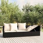 vidaXL Loungebed met kussens poly rattan zwart, Tuin en Terras, Verzenden, Nieuw