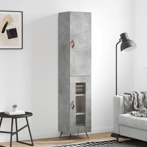 vidaXL buffetkast 34,5x34x180 cm bewerkt hout betongrijs, Huis en Inrichting, Kasten | Buffetkasten, 25 tot 50 cm, Nieuw, Overige houtsoorten